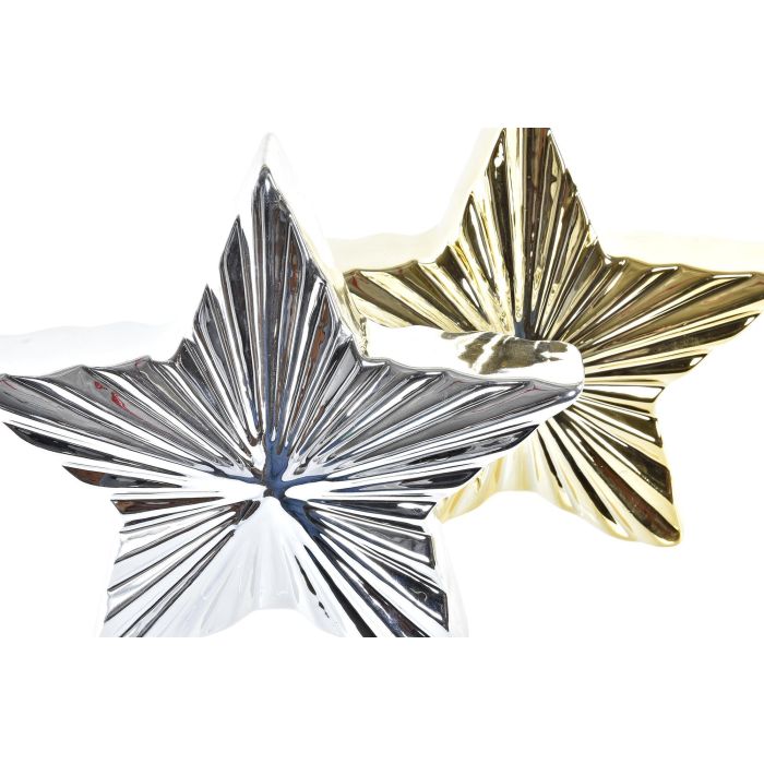 DKD Home Decor Decoración Navidad Moderna Estrella Porcelana Dorado Plateado 5x17x19 cm (4 Unidades) 1 DKD Home Decor Decoración Navidad Moderna Estrella Porcelana Dorado Plateado 5x17x19 cm (4 Unidades) 1