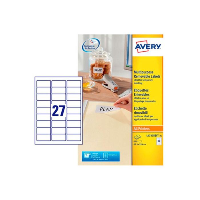 Etiqueta Adhesiva Avery Blanca Removible Laser Ink-Jet Fotocopiadora 63,5x29,6 mm Caja De 675 Unidades 4