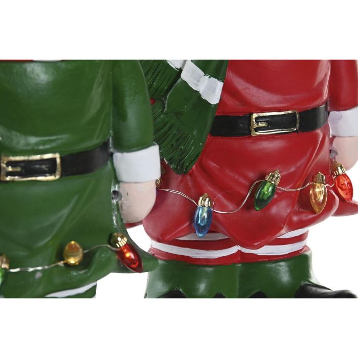 DKD Home Decor Figura de Navidad Elfo Tradicional de Magnesia con Luz LED Multicolor 13 x 32 x 15 cm (2 Unidades) 3