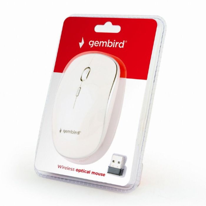 Gembird MUSW-4B-01-W ratón Oficina Ambidextro RF inalámbrico Óptico 1600 DPI 1