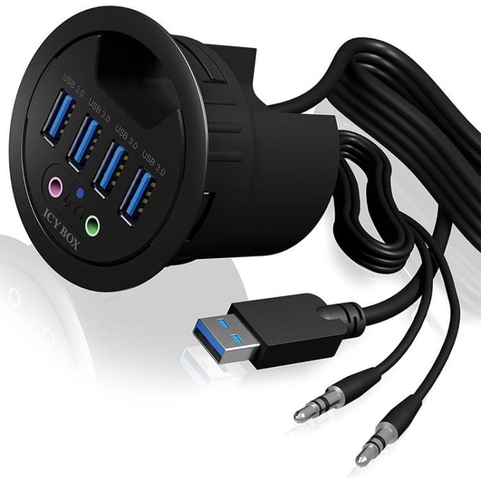 HUB Tisch-Hub 4x USB 3.0 Type-A mit Audio Ein-/Ausgang ICY BOX 4
