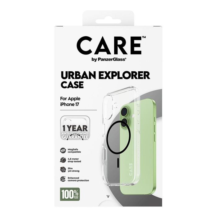 PanzerGlass CARE by FLAGSHIP Case Transparente con MagSafe Negro, Funda TPU Protectora Antigolpes Antirrayones para Apple iPhone 17 (100% Policarbonato Reciclado) 2