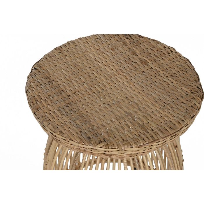 DKD Home Decor Mesita Auxiliar Balines Natural Ratan y Acero 43 x 50 x 43 cm 1