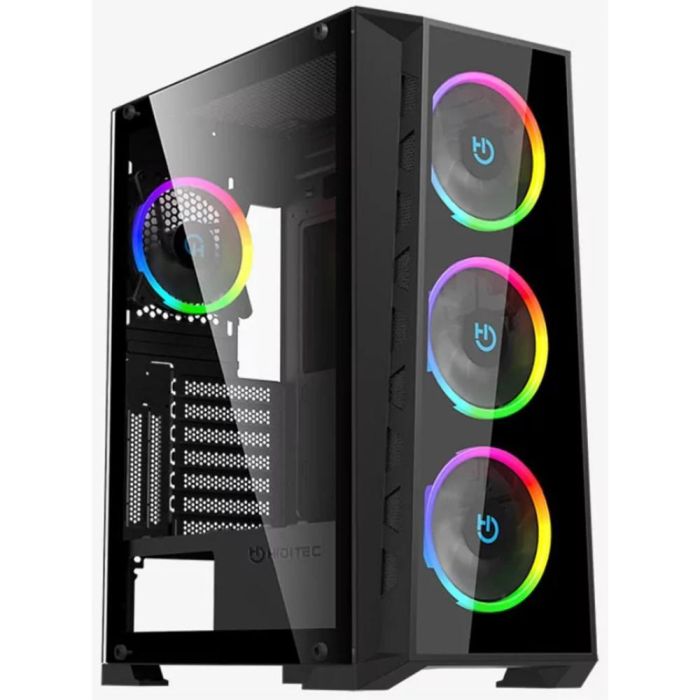 Hiditec MH12 Torre Negro E-ATX, ATX, Micro ATX, Mini-ITX PC Chasis con USB Type-C y Refrigeración ARGB