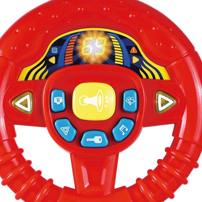 Tachan Volante de Bebé Rojo con Luces y Sonidos de Coche, 12 Melodías, Botones Interactivos, Pilas AA Incluidas, +6 Meses 3
