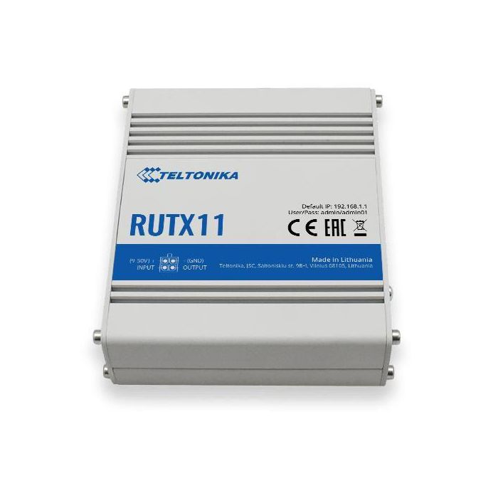 Teltonika RUTX11 Router Industrial LTE Cat6, Wi-Fi 5 Doble Banda (2.4/5 GHz), 4 Puertos Gigabit Ethernet, con Ranura SIM 2 Teltonika RUTX11 Router Industrial LTE Cat6, Wi-Fi 5 Doble Banda (2.4/5 GHz), 4 Puertos Gigabit Ethernet, con Ranura SIM 2