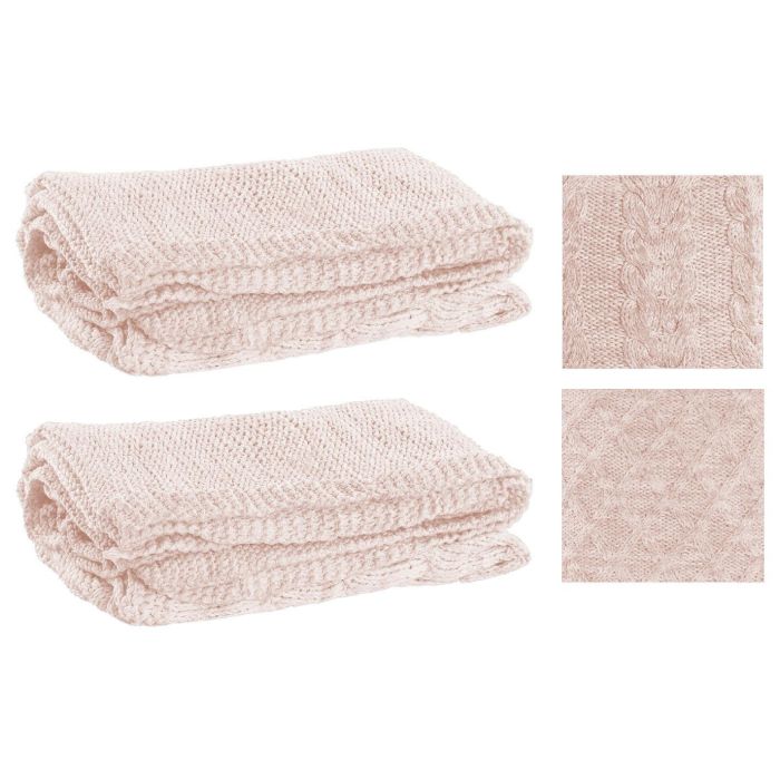 Plaid Alpino DKD Home Decor Coral 133 x 1 x 154 cm (2 Unidades)