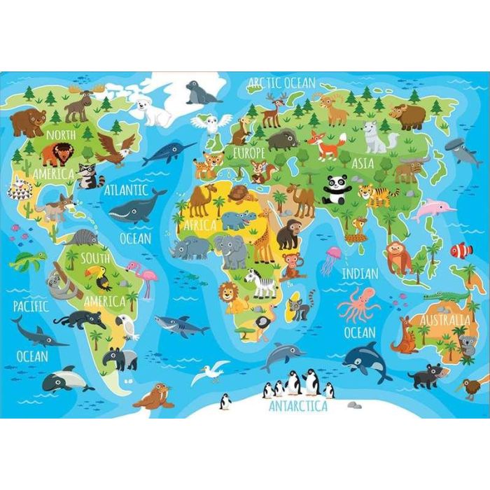 Puzzle 150 mapamundi animales 1 Puzzle 150 mapamundi animales 1