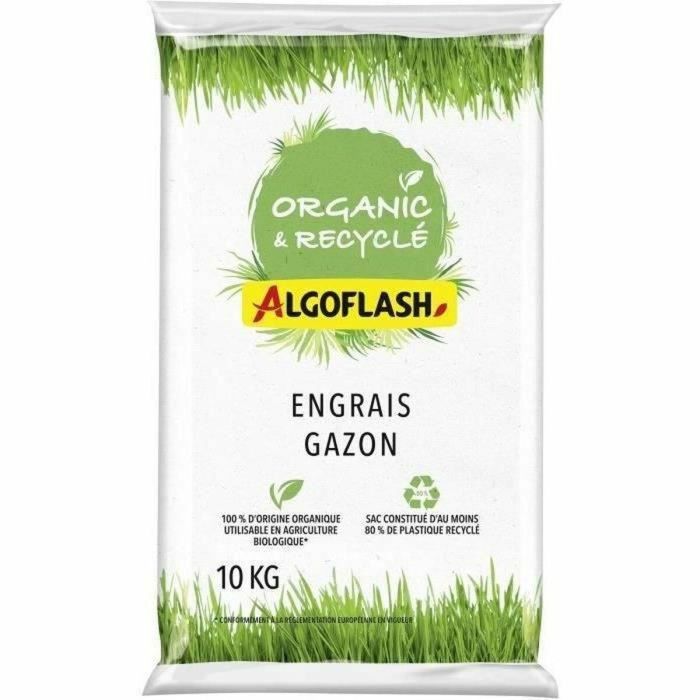 100% Fertilizante de césped vegetal - Algoflash Naturasol Naturasol - Orgánico y reciclado - 10 kg