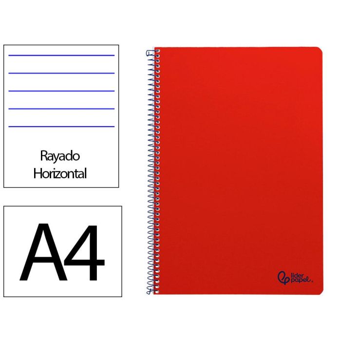 Liderpapel Cuaderno Espiral Smart A4 Tapa Blanda 80 Hojas 75 gr Rayado Horizontal con Margen Rojo Liderpapel Cuaderno Espiral Smart A4 Tapa Blanda 80 Hojas 75 gr Rayado Horizontal con Margen Rojo