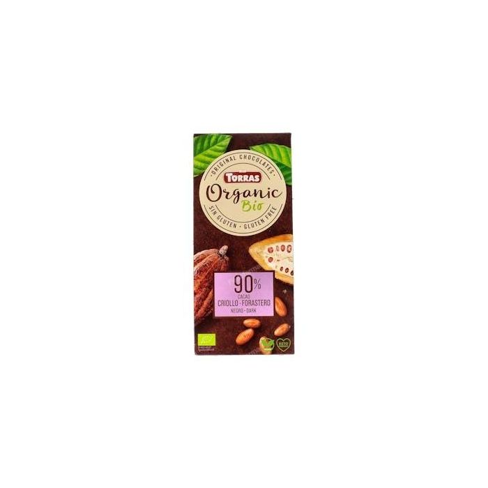 TORRAS Chocolate Negro 90% Criollo Forastero 100g Bio Sin Gluten