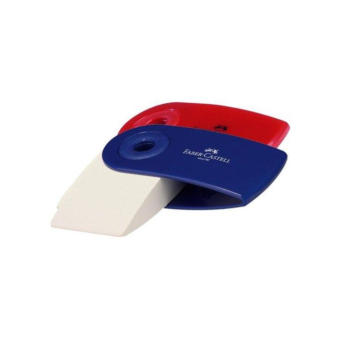 Goma De Borrar Faber-Castell Sleeve Mini Con Funda Color Azul Ó Roja (Set de 24)