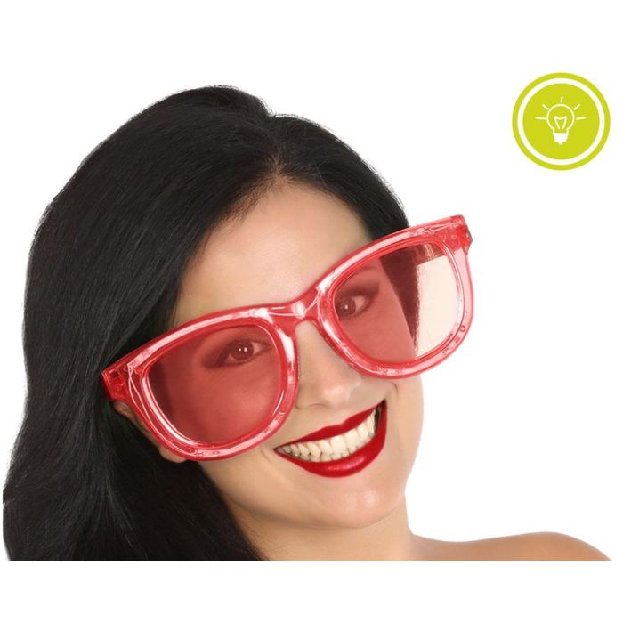 Gafas con luz rojo XXL para fiestas, festivales y disfraces futuristas - Efecto translúcido y luces incorporadas 0 Gafas con luz rojo XXL para fiestas, festivales y disfraces futuristas - Efecto translúcido y luces incorporadas 0