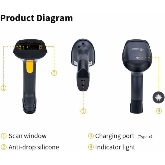 Equip Escáner Lector Código Barras 1D Láser 351022 IP54 Plug and Play Robusto 9