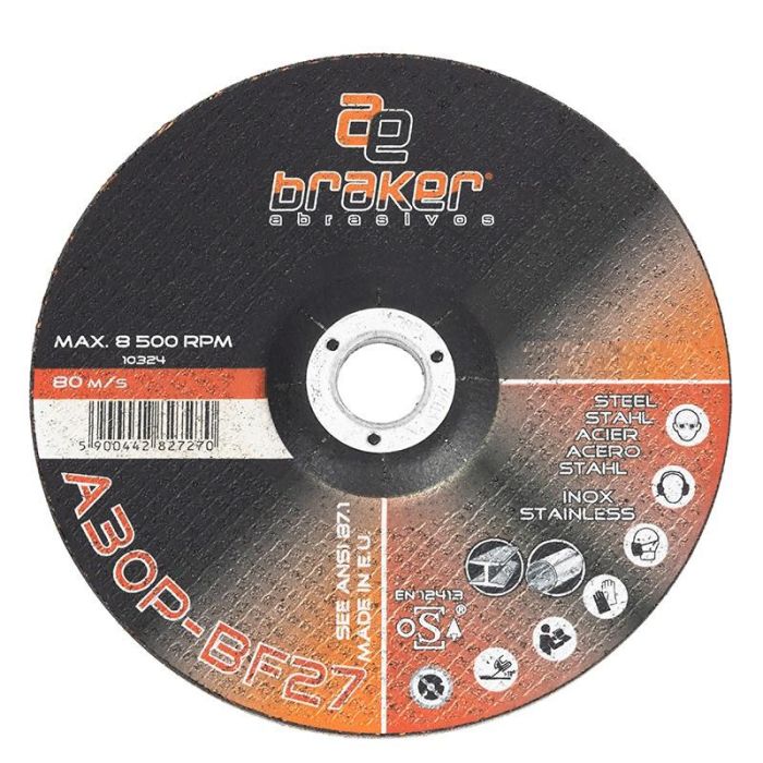 Tyrolit Disco de Repasar para Acero Inoxidable Braker 230mm Diámetro 7mm Espesor 22mm Agujero Grano A30P