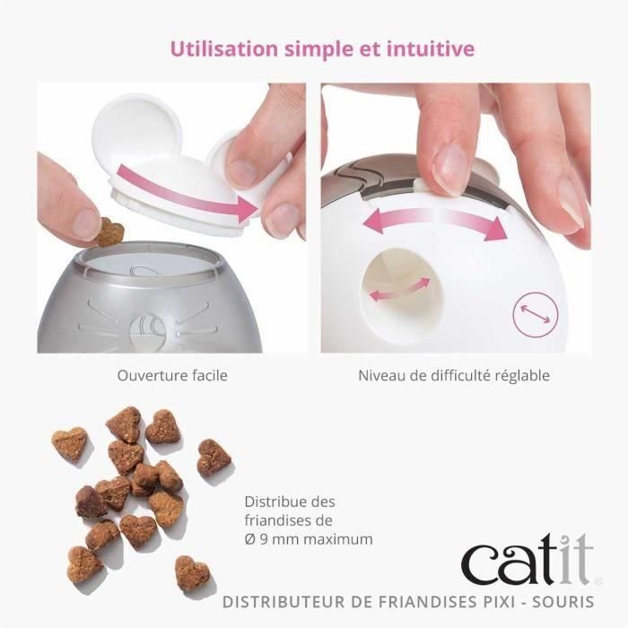 Catit AAAOT90314 Dispensador de Golosinas para Gatos Pixi con Diseño de Orejas de Ratón, Color Blanco 3