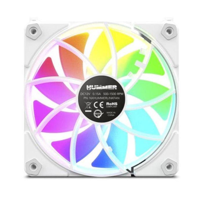 Nox Ventilador ARGB PWM Easy Link NXHUMMERELINKWH 12cm Blanco Ultra Silencioso 1