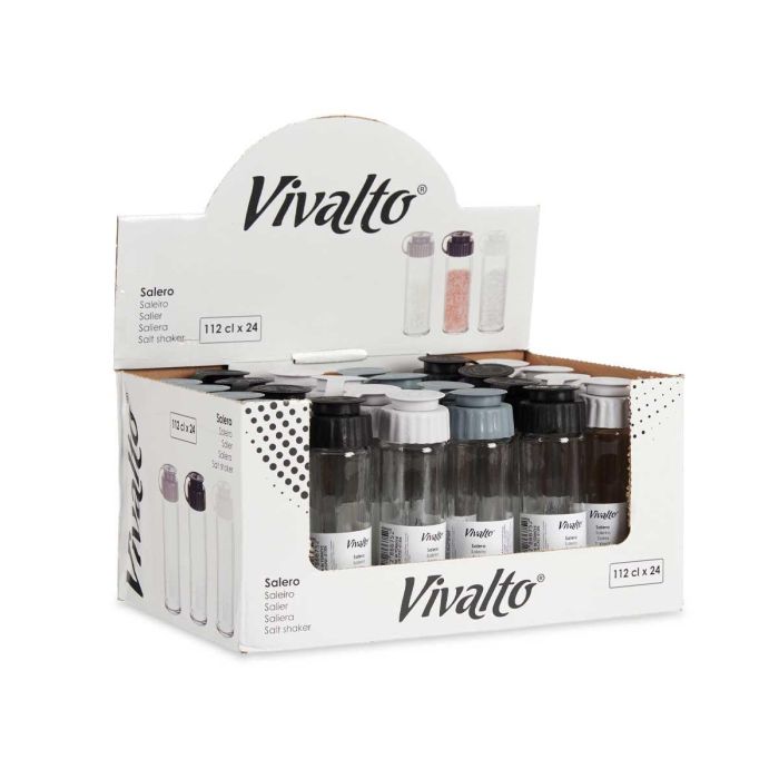 Salero Cristal 112Ml Surtidos Blanco Negro Gris Vivalto 3X13CM (24 Unidades) 2 Salero Cristal 112Ml Surtidos Blanco Negro Gris Vivalto 3X13CM (24 Unidades) 2
