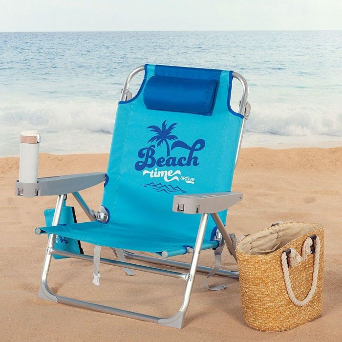 Silla de Playa Aktive Plegable Azul 53 x 80 x 58 cm (2 Unidades) 5 Silla de Playa Aktive Plegable Azul 53 x 80 x 58 cm (2 Unidades) 5