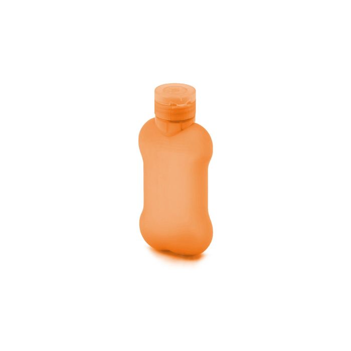 United Pets Bon Ton Pi Botella de Agua 100ml Naranja para Perros, Silicona Duradera, Válvula Antigoteo y Fácil de Llevar 1