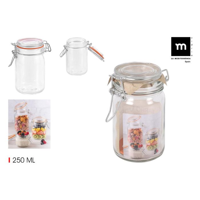 Tarro Hermético de Vidrio con Cierre Clip 250 ml - La Mediterranea (36 Unidades) Tarro Hermético de Vidrio con Cierre Clip 250 ml - La Mediterranea (36 Unidades)