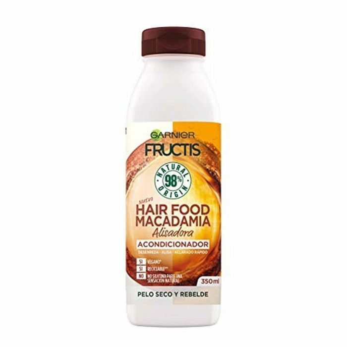 Garnier Fructis Hair Food Macadamia Acondicionador Suavizante Alisador y Desenredante para Cabello Seco Sin Siliconas 350 ml