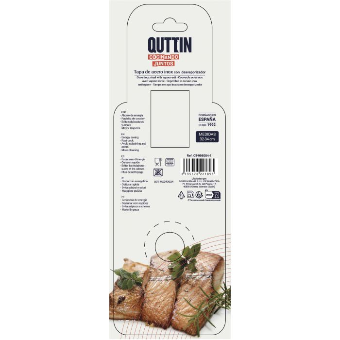 Quttin Tapa de Acero Inoxidable 32-34 " - 34.9 cm (12 Unidades) 2 Quttin Tapa de Acero Inoxidable 32-34 " - 34.9 cm (12 Unidades) 2