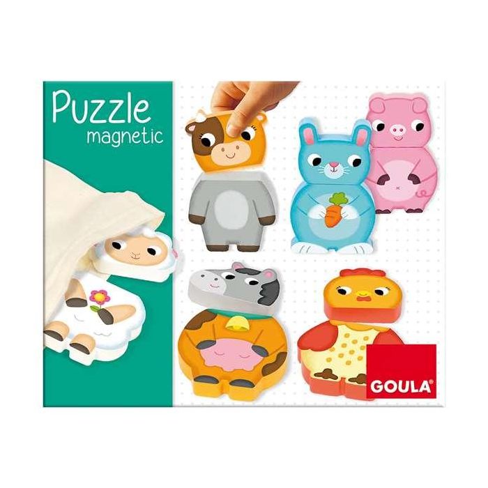 Puzzle magnético granja de madera goula 12 piezas, intercambiables 5 Puzzle magnético granja de madera goula 12 piezas, intercambiables 5