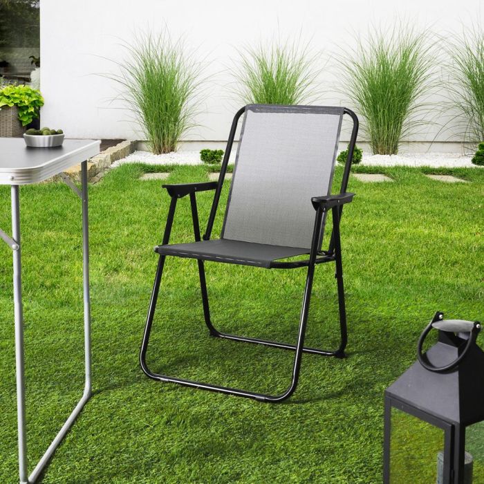 Home Deco Factory Silla Plegable Gris - Acero, Poliéster y Plástico PP, Ideal para Exteriores, Resiste Lluvia y Sol, Tratamiento UV, 45x54 cm; h.84 cm 6 Home Deco Factory Silla Plegable Gris - Acero, Poliéster y Plástico PP, Ideal para Exteriores, Resiste Lluvia y Sol, Tratamiento UV, 45x54 cm; h.84 cm 6