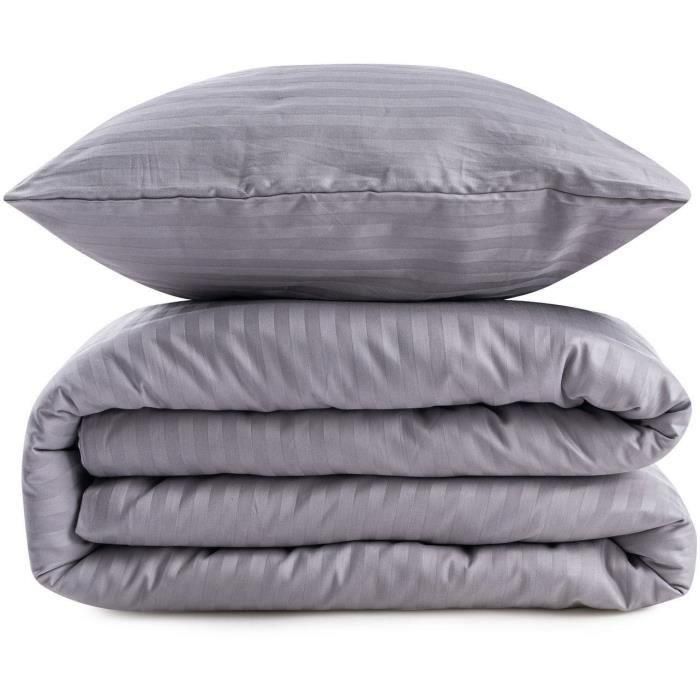 Blum ASI8683342999427 Juego de cama 220x240 cm - 1 funda nórdica + 2 fundas almohada 60x60 cm - 80% algodón, 20% poliéster - Gris 2