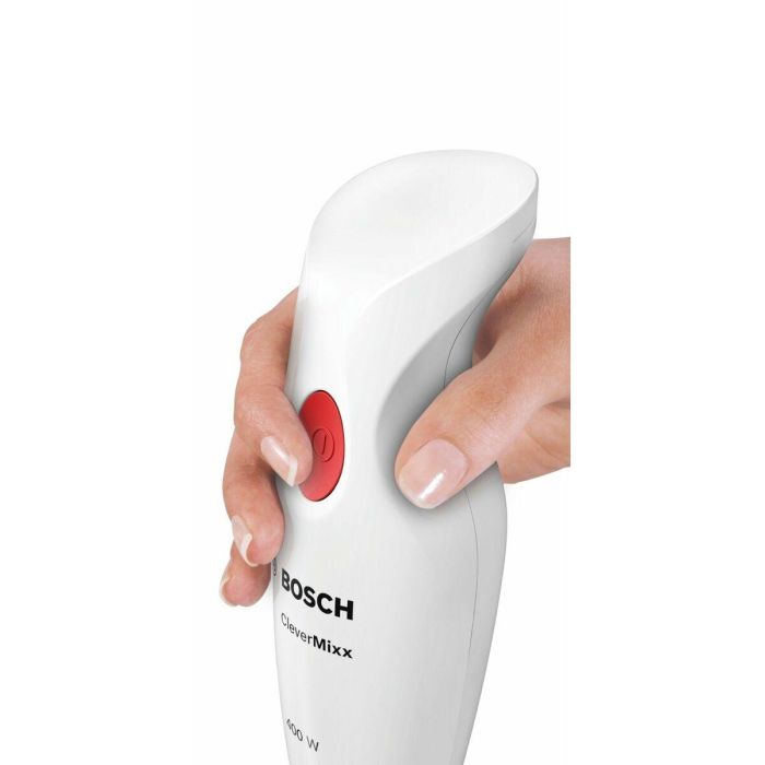 Bosch MSM24100 Batidora de mano CleverMixx 400W, pie de acero inoxidable desmontable, 1 velocidad, vaso batidor, Blanco