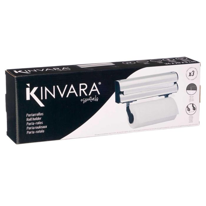 Portarrollos Doble Kinvara 34 cm - Metal Plata (4 Unidades) 2 Portarrollos Doble Kinvara 34 cm - Metal Plata (4 Unidades) 2