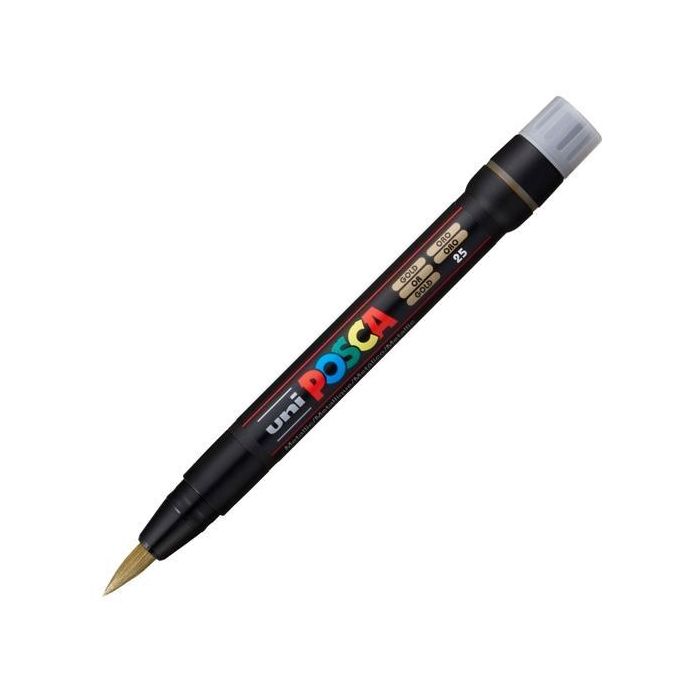 Posca Marcador PCF-350 No Permanente Punta Acrílica Estilo Pincel, Tinta Base Agua, Color Oro