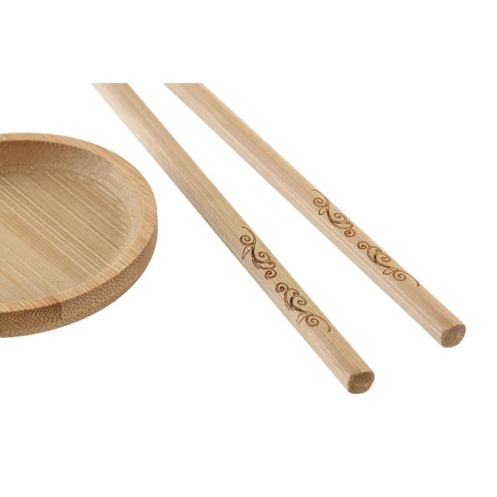 DKD Home Decor Set de 10 Piezas Bandejas Sushi Bambu Natural 24 cm 2
