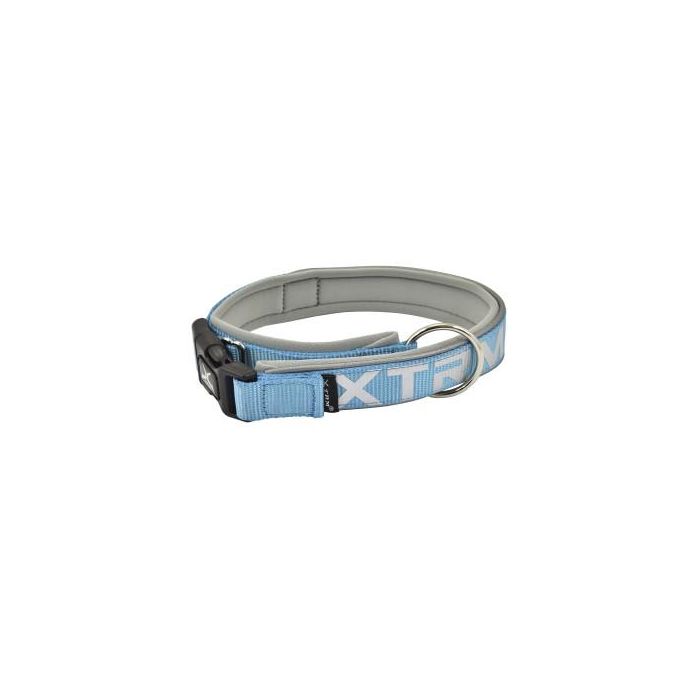Nayeco X-Trm Collar para Perro de Nylon Acolchado Reflectante con Neopreno Cierre Click Azul 45-55 cm x 2,5 cm