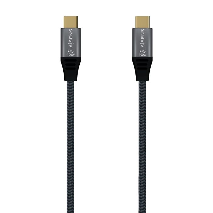 AISENS - CABLE USB 2.0 ALUMINIO 5A 100W E-MARK, USB-C/M-USB-C/M, GRIS, 1.0M