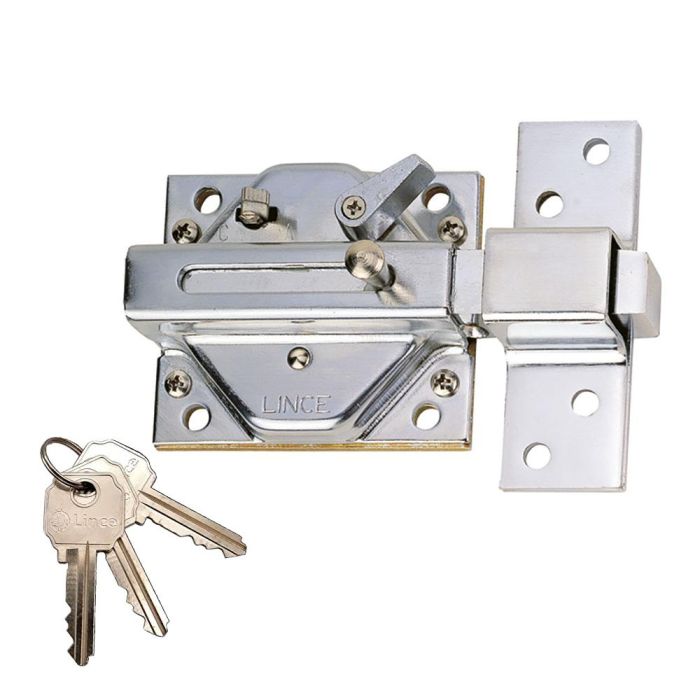 Lince 2930 HC B-50MM Cerradura de Seguridad Cromada con Cerrojo, Cilindro y Llave de Serreta Lince 2930 HC B-50MM Cerradura de Seguridad Cromada con Cerrojo, Cilindro y Llave de Serreta