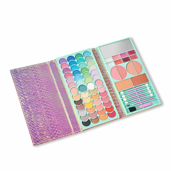 Martinelia LET'S BE MERMAIDS BIG WALLET Set Maquillaje Infantil 67 pz - Cartera Sirena Holográfica con Sombras, Coloretes y Brillos