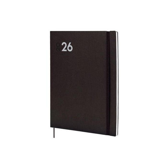 Agenda Anual (2026) Catalan Finocam Dynamic Mara Cosida Tapa Flexible Con Goma Y12 210X270 S/V Negre