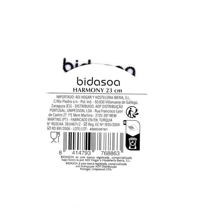 Plato Hondo Porcelana Harmony Hydrozero Bidasoa 23 cm (6 Unidades) 5