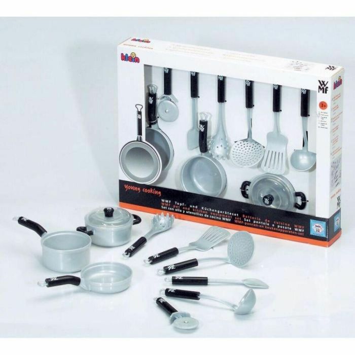 Klein Set Utensilios de Cocina Completos para Niñas - Réplica WMF - Incluye cacerola, sartén, cucharón, espátula - Edad +3 años 2