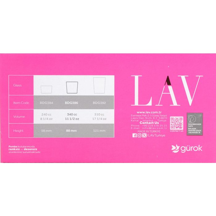 Lav Set 6 Vasos Pinta 340 cc (8 Cajas)