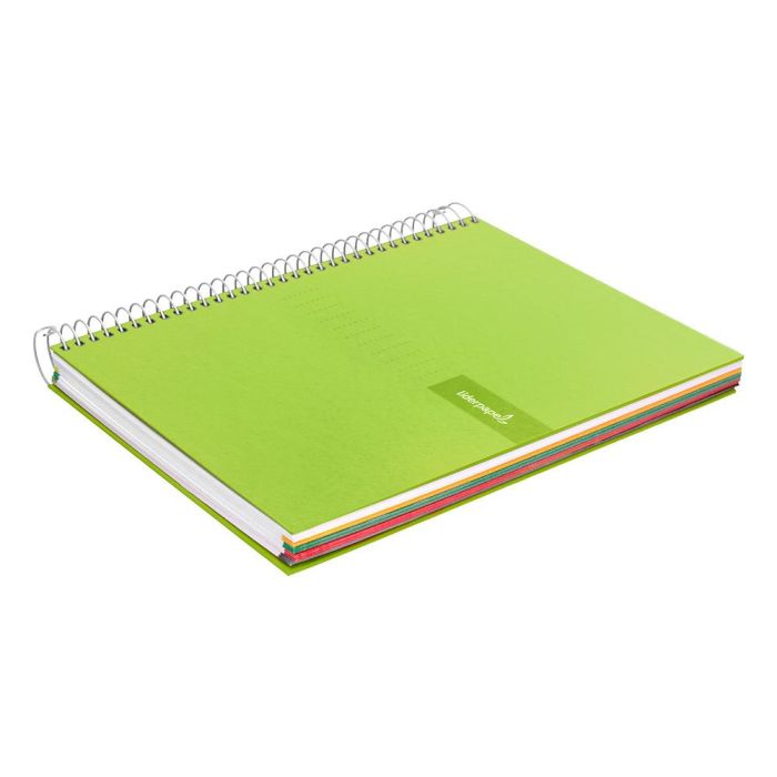 Cuaderno Espiral Liderpapel A4 Micro Crafty Tapa Forrada 120H 90 gr Cuadro 5 mm 5 Bandas 4 Colores Color Verde 5