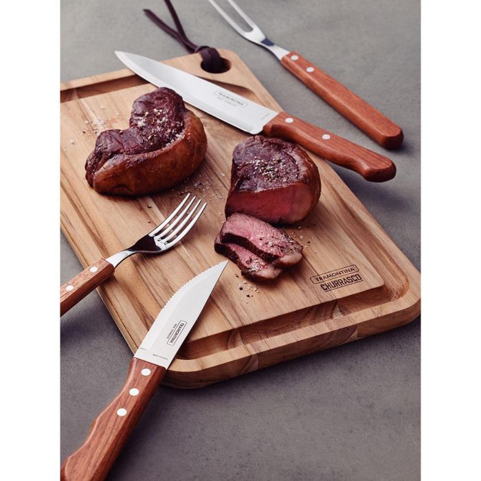 Tramontina Juego de 4 Cuchillos para Asado Jumbo 12,7cm Dynamic, Acero Inoxidable, Mango de Madera 2 Tramontina Juego de 4 Cuchillos para Asado Jumbo 12,7cm Dynamic, Acero Inoxidable, Mango de Madera 2