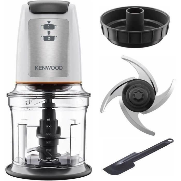 Kenwood CHP61.00WH Mini Picadora 0.8L, 4 Cuchillas Acero Inoxidable, 500W Potencia, Control Velocidad Táctil, Base Antideslizante, Blanco