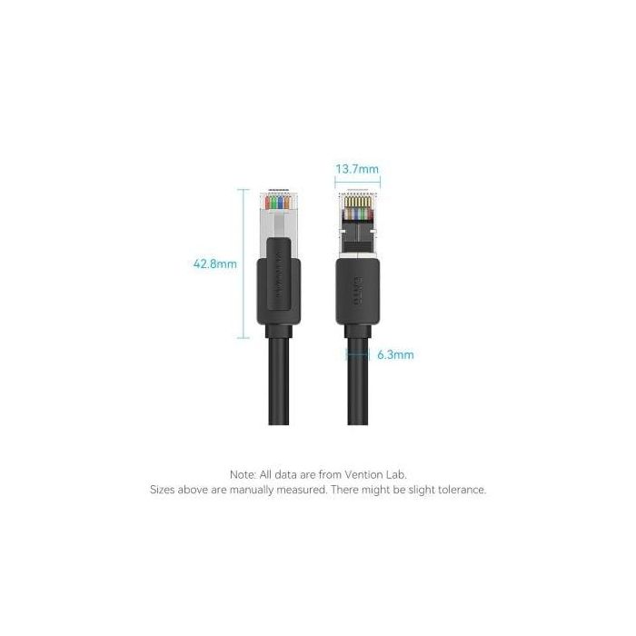 Vention IKKBJ Cable de Red Ethernet RJ45 UTP Cat.8 40Gbps 2000MHz para Gaming Baja Latencia 5m Negro 26AWG 3