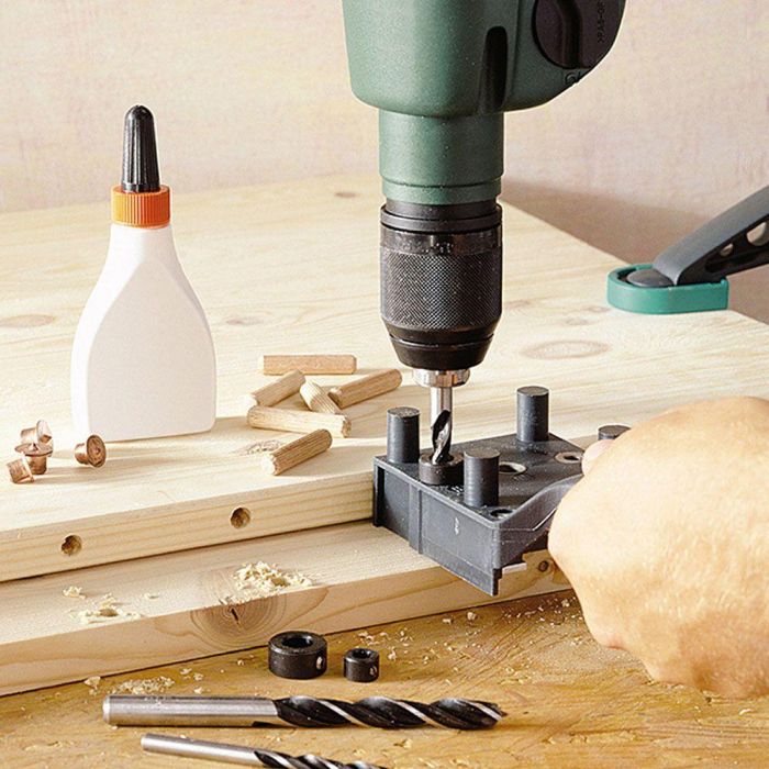 Wolfcraft 4645000 Juego Universal de Maestro de Ensamblaje para Madera con 79 Piezas para Unir Madera con Espigas 6, 8 y 10mm 1