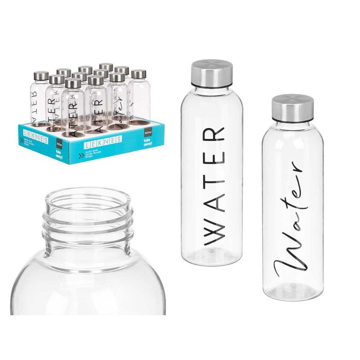Leknes Botella de Agua 500 ml Negro Transparente 6.5x21x6.5 cm (24 Unidades) Leknes Botella de Agua 500 ml Negro Transparente 6.5x21x6.5 cm (24 Unidades)