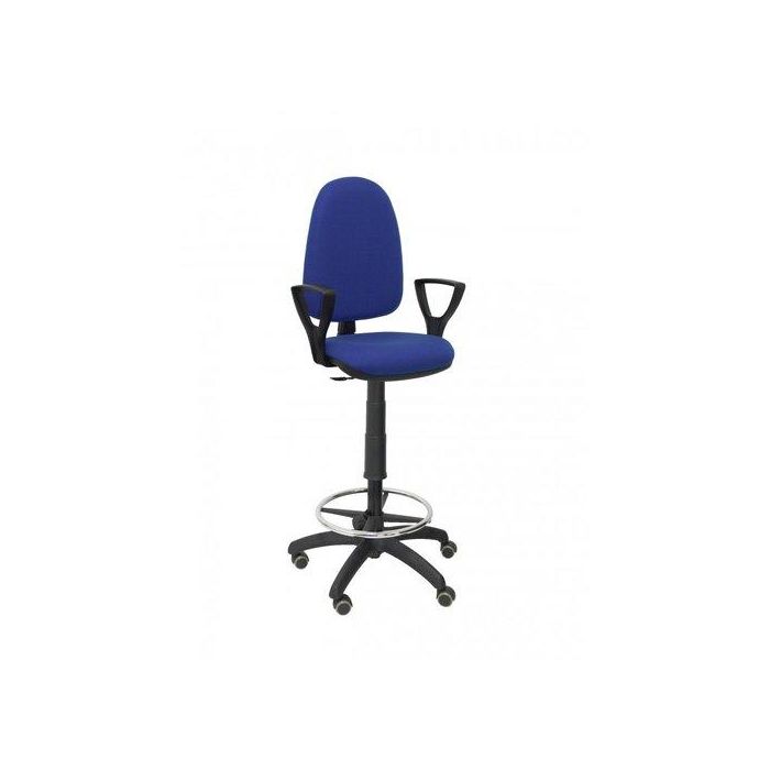 Taburete Piqueras Y Crespo Ayna Brazos Fijos Ergonomico Mecanismo De Contacto Permanente Regulable En Altura Y Aro Reposapies Ruedas De Parquet Asiento Y Respaldo Tapizados Bali Azul