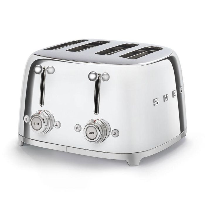 Smeg TSF03SSEU Tostador de Pan para 4 Rebanadas con Diseño Estilo Años 50 y Acabado Cromado
